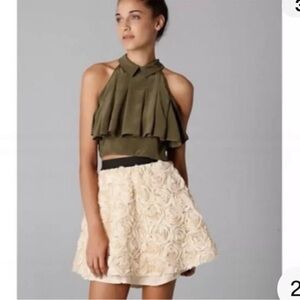 FREE PEOPLE Textured Rosette Mini Skirt